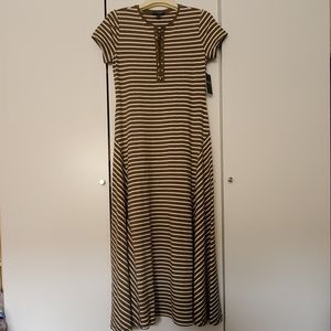 Ralph Lauren Olive Striped Maxi Dress